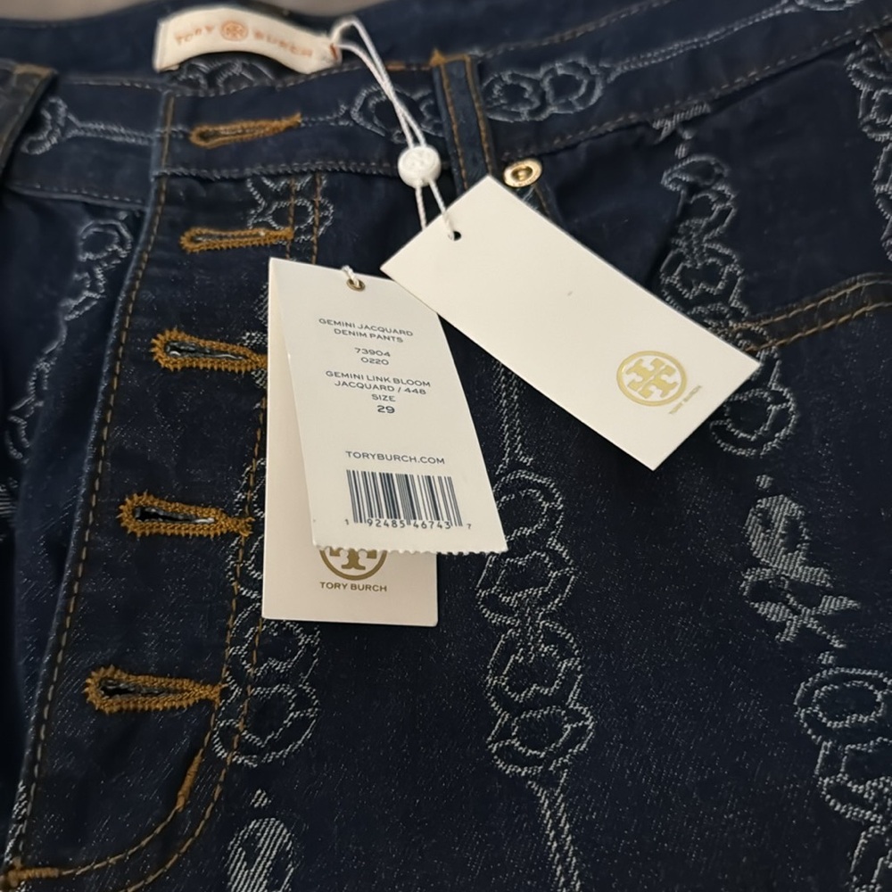 Tory Burch Embroidered Blue Denim Jeans